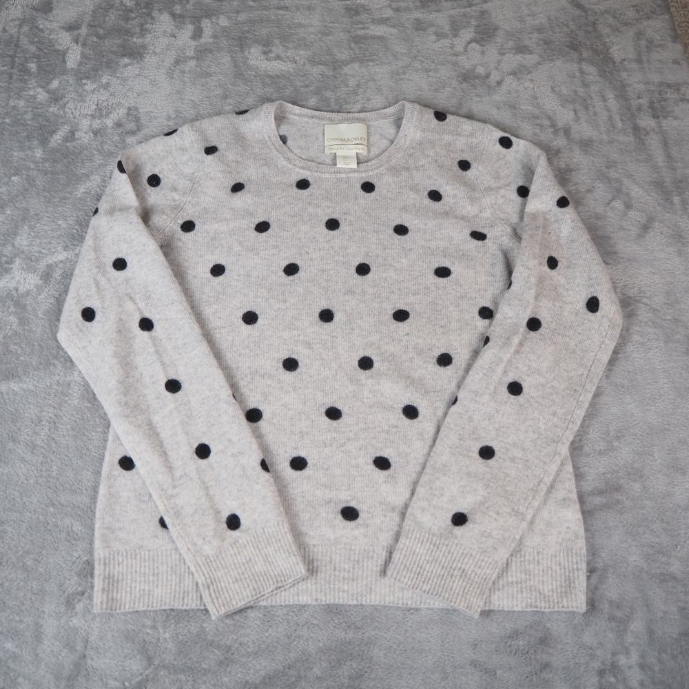 Cynthia Rowley 2-Ply 100% Cashmere Sweater Polka Dot Crewneck Women's Large Soft